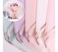 Papel de regalo floral impermeable con borde dorado, 25 unidades, 5 colores, suministros de ramo de floristería, manualidades, embalaje de regalo o caja de regalo, papel de 22.8 x 22.8 pulgadas
