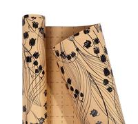 Papel de regalo floral kraft, mini rollo de papel de regalo, 17 pulgadas x 9.8 pies, diseño de flores, regalo perfecto para mujeres, bodas, cumpleaños, despedidas de soltera, regalos cristianos