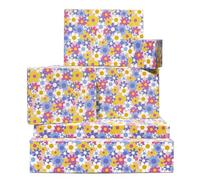 Papel de regalo floral para mujer - 6 hojas de bonito papel de regalo de cumpleaños - Patrón retro de flores - Para cumpleaños, bodas, Navidad - Reciclable - Por Central 23