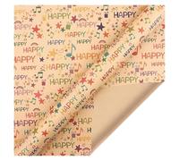 Papel de regalo Happy Birthday Wrapping Paper 50 * 70cm Colorful DIY Flower Wedding Party Packing Decor Crafts Papers Papel regalo cumpleaños(Happycharacter)