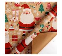 Papel de Regalo Navideño Papel de regalo Navidad 1 rollo Árbol Papá Noel Envoltura Cumpleaños Hecho a mano(Color 01)