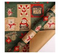 Papel de Regalo Navideño Papel de regalo Navidad 1 rollo Árbol Papá Noel Envoltura Cumpleaños Hecho a mano(Color 02)