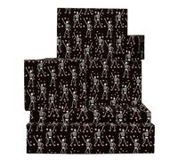 Papel de regalo negro - 6 hojas de papel de regalo - Danza del esqueleto - Papel de regalo divertido para hombre y mujer- Cumpleaños Halloween Navidad - Viene con pegatinas - Por Central 23