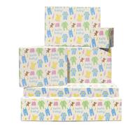 Papel de regalo para baby shower - 6 hojas de papel de regalo - Nuevo bebe niño o niña - Para revelación de género, bautizo, recién nacido, embarazo - Reciclable - Por Central 23