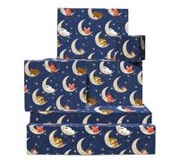 Papel de regalo para baby shower - 6 hojas de papel regalo de cumpleaños para niño o niña - Bebé animal del bosque en la luna - Bautizo - Reciclable - Por Central 23