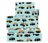 Papel de regalo para cumpleaños de niño con camión monstruo colorido 6 hojas para envolver regalos de niños, Navidad, Pascua y baby shower Incluye etiquetas Ideal para hijo, nieto