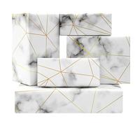 Papel de regalo para hombres, marido, padre, piedra de mármol blanco con impresión de línea dorada para cumpleaños, bodas, graduaciones, día del padre u ocasión de negocios, 4 hojas planas