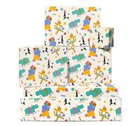 Papel de regalo para niño o niña - 6 hojas de papel de regalo de cumpleaños - Animales patinadores - Hipopótamo, elefante, pingüino, tigre - Para hija, hijo - Reciclable - Por Central 23