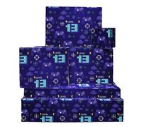Papel de regalo para niños - Gamer - 13.º cumpleaños - 6 hojas de papel de regalo - Regalos para juegos de 13 años - Adolescente - Viene con pegatinas - Reciclable - Por Central 23