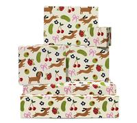 Papel de regalo para perros con salchichas, pepinillos, cerezas y aceitunas 6 hojas divertidas para cumpleaños, Navidad, baby shower, niños y niñas Ideal para adultos también Incluye etiquetas