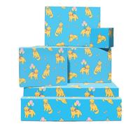 Papel de regalo perros - Golden Retriever - 6 hojas de papel de regalo azul para cumpleaños con etiquetas - Para mamá de perro, padre de piel - Viene con pegatinas - Por Central 23