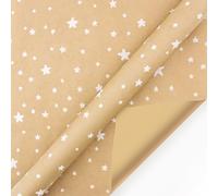 Papel de Regalo Rollo de Papel Regalo 15mx44cm Papel Kraft Navidad Reciclable Papel de Embrulho Papel Envolver Regalo Rolls Papel Estraza Marron para Regalos, Artes, Manualidades, Navidad (Estrella)