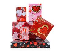 Papel de regalo romántico de amor para hombres y mujeres, 6 hojas en 6 diseños incluidos globos de corazones de rosa roja y rosa, 20 x 30 pulgadas por hoja, plegados planos para boda, aniversario, día de San Valentín, día de la madre, día del padre, Navidad