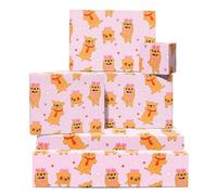 Papel de regalo rosa - 6 hojas de papel de regalo para ella - Chihuahuas tontos - Corazón, lazo, estrella - Perros - Viene con pegatinas - Reciclable - Por Central 23