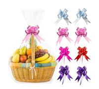 Papel de regalo transparente, 8 unidades de bolsas de celofán extragrandes, 50 x 70 cm, con 8 lazos, envoltorio de regalo para manualidades, alimentos y vacaciones, bolsas de regalo transparentes