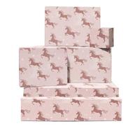 Papel de regalo unicornio - 6 hojas de papel de regalo - Unicornios brillantes - Estrella - Papel de regalo de cumpleaños para niñas - Baby Shower - Viene con pegatinas y etiquetas - Por Central 23