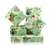 Papel de regalo verde de 6 hojas, papel de regalo de cocodrilo para cumpleaños, papel de regalo de cocodrilo para cocodrilo, selva, animales tropicales, safari, niños, cumpleaños, baby shower fiesta