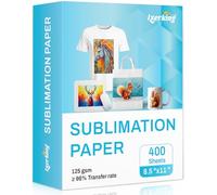 Papel de sublimación de 8.5 x 11 pulgadas, 125 g/m², 400 hojas, papel de transferencia de calor para impresoras de inyección de tinta, ideal para varios revestimientos, proyectos de bricolaje,