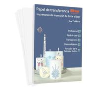 Papel de transferencia al agua para candelas,A4X5 Hojas,Papel de calcomanía Tru-Waterslide especialmente personalizado para candelas.compatible de impresoras de láser y de tinta
