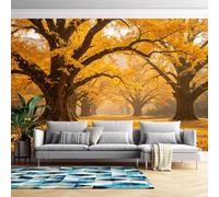 Papel Decorativo Pared Bosque De Ginkgo Dorado Mural De Pared 159Cmx280Cm(Wxh) Papel Tapiz No Tejido Paisaje Natural Pegatinas De Pared Panorámicas Para Decoración De Dormitorio Y Sala De Estar -