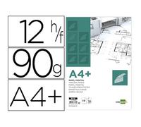 Papel dibujo liderpapel a4+ 320x240mm 90g/m2 vegetal sobre de 12 hojas - PV13