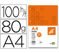 Papel liderpapel a4 80g/m2 liso 4 taladros paquete de 100 hojas - PA05