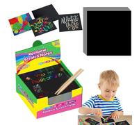 Papel - Fondo vívido para dibujar con madera | Material negro mate con revestimiento, juego único de arte y manualidades, cumpleaños, Halloween, Navidad,