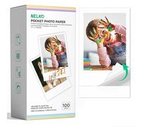Papel fotográfico Nelko Premium 52,3 x 90 mm (2,06 x 3,54"), paquete de 100 hojas auténticas autoadhesivas, para impresora PP01, fácil de quitar, compatible, blanco