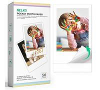 Papel fotográfico Nelko Premium 52,3 x 90 mm (2,06 x 3,54"), paquete de 50 hojas autoadhesivas compatible con impresora fotográfica PP01, fácil de quitar, blanco