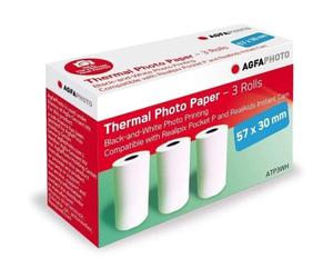 Papel fotográfico térmico Agfaphoto ATP3WH 3 rollos 57 x 30 mm compatible Realipix Pocket P