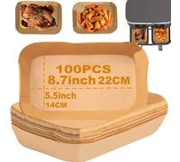 Papel Freidora Aire, 100 Piezas Papel Air Fryer Rectángulo para Ninja AF400EUCP Cecotec Doble Cestas 7.6L-10.6L