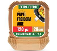 Papel Freidora Aire, 120 Hojas Desechable De Pergamino - Papel Air Fryer Cuadrado De Horno 20-25cm para Cestas 4,7-7,3 L - Antiadherente Resistente al Aceite Compatible con PHILIPS COSORI y más