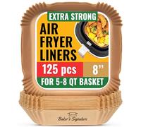 Papel Freidora Aire, 120 Hojas Desechable De Pergamino - Papel Air Fryer Cuadrado De Horno 20-25cm para Cestas 4,7-7,3 L - Antiadherente Resistente al Aceite Compatible con PHILIPS COSORI y más