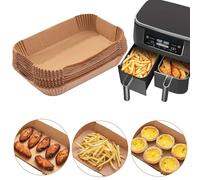 Papel freidora aire, 20 x 14 cm, 100 piezas de papel para freidora de aire, papel pergamino antiadherente para Ninja Foodi [AF300EU] [AF400EU] Freidora de Aire Dual Zone/Dual Air Fryer
