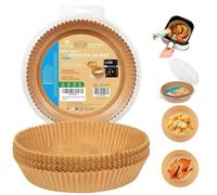 Papel Freidora Aire 20R50 Air Fryer Redondo 50 Unidades 20-24 cm moldes Desechable para Horno BPA Free Accesorios para Freidora sin Aceite de 2 a 8 litros (20-24CM-Redondo-50 unidad)
