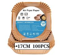 Papel freidora aire 3L-6L, 100 piezas de papel para freidora de aire, papel pergamino antiadherente para freír, hornear, cocinar, asar a la parrilla y a prueba de aceite