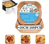 Papel freidora aire 5L-8L, 200 piezas de papel para freidora de aire, papel pergamino antiadherente para freír, hornear, cocinar, asar a la parrilla y a prueba de aceite