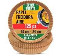 Papel Freidora Aire para 5.5L Cosori, Cecotec y más - 125 Piezas Redondo Papel Horno 20cm - Air Fryer Accesorios para Cocinar - Sin Blanquear, Limpieza Fácil por Baker's Signature