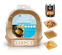 Papel freidora aire y papel air fryer cuadrado, Forros Antiadherentes Reutilizables para Freidora, Pack 225, 20cm, Compatibles con Ninja y Cosori