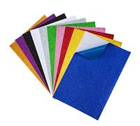 Papel Goma Eva, Cartulina con Purpurina Adhesivas, A4 Colorido Chispa de Brillo Hojas de Espuma para Manualidades y Artesanías de Bricolaje, Niños Decoración (10 Colores)