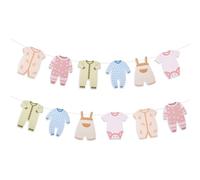 Papel Guirnaldas Baby Shower, Pancarta con Ropa de Bebé Monos de Manga Corta Preencordados Decoraciones para Tendedero de Ropa para Bebé Que Revelan el Género para Bebés Recién Nacidos