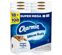 Papel higi nico ultra suave Charmin 18 rollos Super Mega = 108 rollos regulares