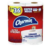 Papel higi nico ultrafuerte Charmin, 6 rollos Super Mega = 36 rollos regulares