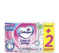 Papel Higiénico COLHOGAR Cuida&Protege Odor Block, 3 capas, paquete 4+2 rollos - Blanco + Fragancia Talco+C3:I8
