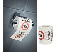 Papel higiénico Happy Birthday, 18 cumpleaños, 24 metros, 2 capas, 180 gr/m², papel higiénico con diseño (1 x papel higiénico 18)