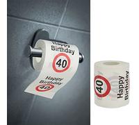 Papel higiénico Happy Birthday, 40 cumpleaños, 24 metros, 2 capas, 180 gr/m², papel higiénico con diseño de papel higiénico (1 x papel higiénico 40)
