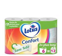 Papel higiénico LOTUS CONFORT sin tubo 6=12 rollos