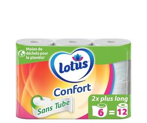 Papel higiénico LOTUS CONFORT sin tubo 6=12 rollos