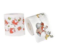 Papel higiénico navideño, 2 rollos, rollo de papel higiénico navideño impreso de Papá Noel, divertido de Feliz Navidad, a granel para decoración del baño, rellenos de medias, regalos