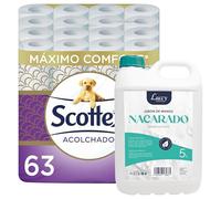 Papel Higiénico Scottex Acolchado 63 rollos + Jabón de Manos Líquido Nacarado 5 Litros
